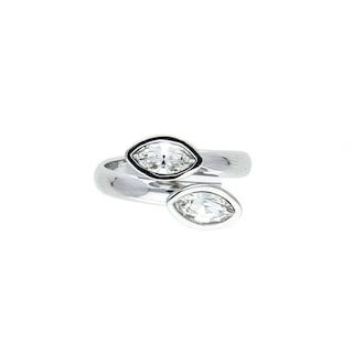 Foto 1 | Anillo Para Mujer Con Cristal Fino Europeo Navette– Bañado En Rodio