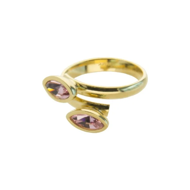 Foto 2 pulgar | Anillo Para Mujer Con Cristal Fino Europeo Navette– Bañado En Oro 14k