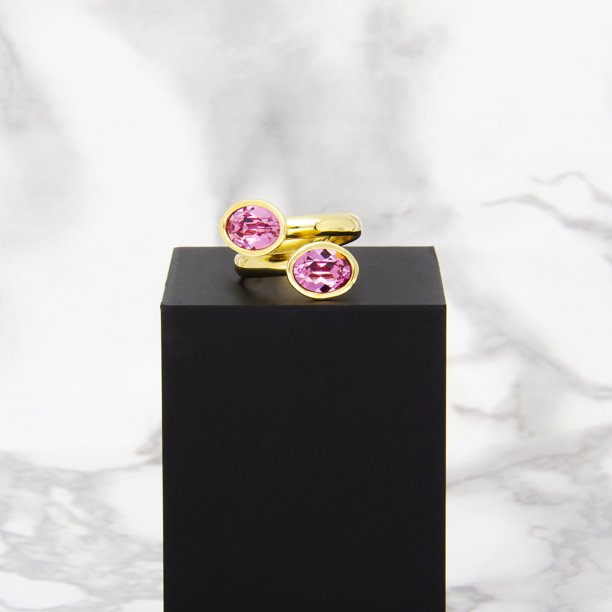 Foto 3 pulgar | Anillo Bañado en Oro 14k con Cristal para Mujer