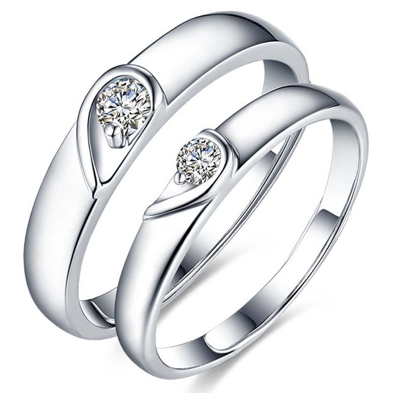 Foto 2 pulgar | Anillo de Plata De Ley 925 en Forma de Corazón 2 Piezas - Venta Internacional