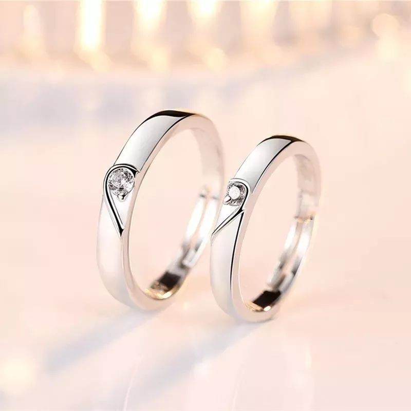 Foto 3 pulgar | Anillo de Plata De Ley 925 en Forma de Corazón 2 Piezas - Venta Internacional