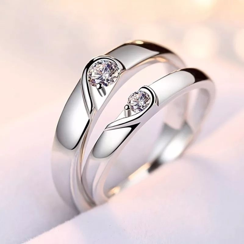 Foto 4 pulgar | Anillo de Plata De Ley 925 en Forma de Corazón 2 Piezas - Venta Internacional