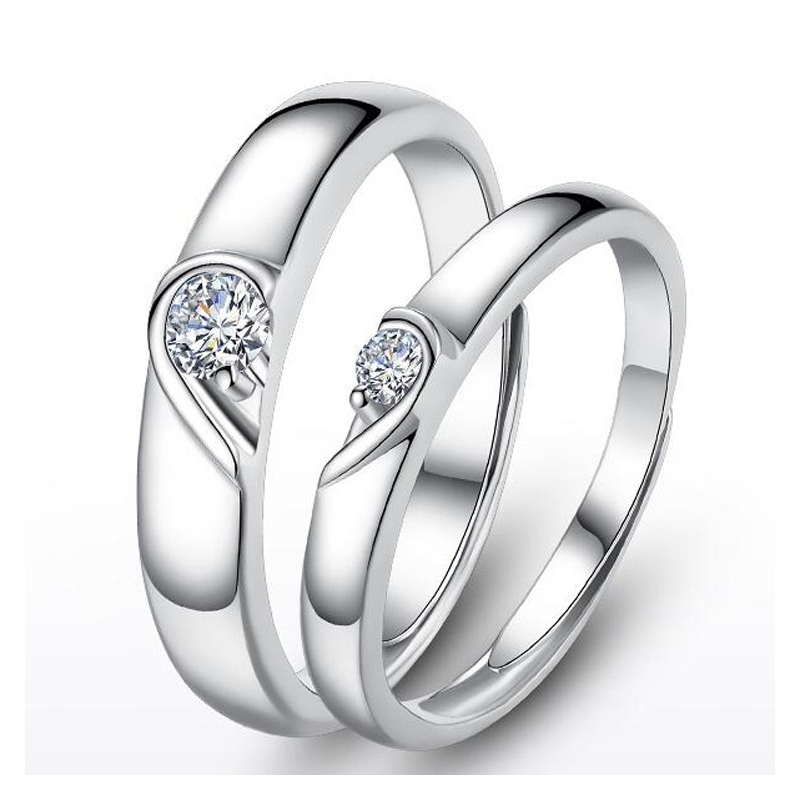 Foto 7 pulgar | Anillo de Plata De Ley 925 en Forma de Corazón 2 Piezas - Venta Internacional