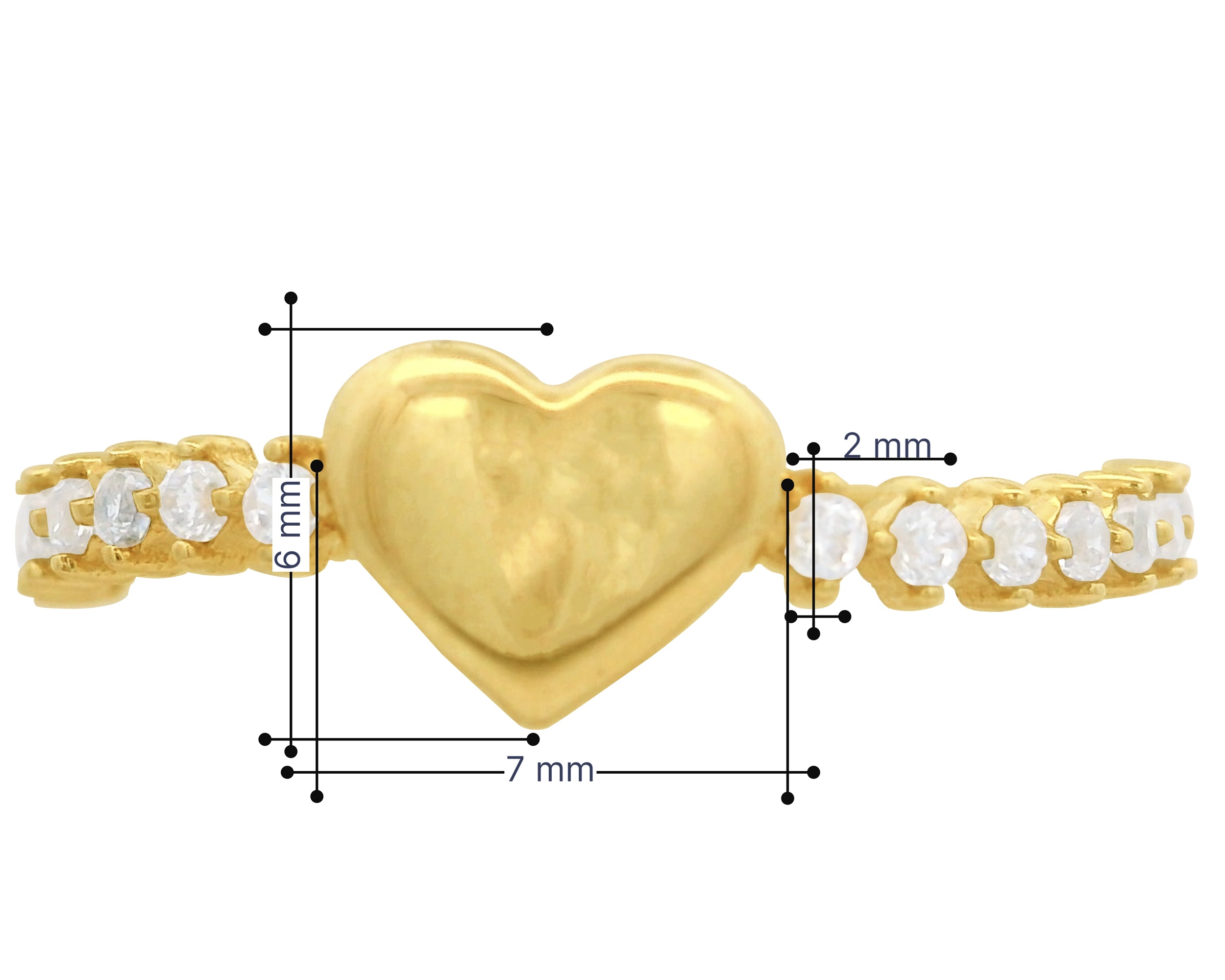 Foto 5 | Anillo Corazón Liso Con Circonias #6 Horoz 10k Ci284