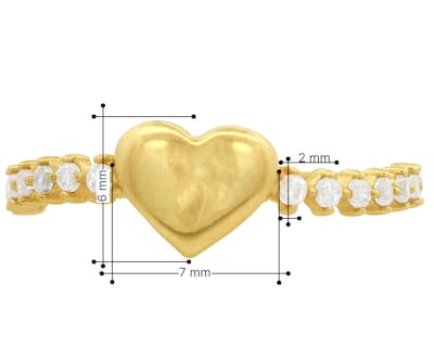 Foto 5 | Anillo Corazón Liso Con Circonias #6 Horoz 10k Ci284
