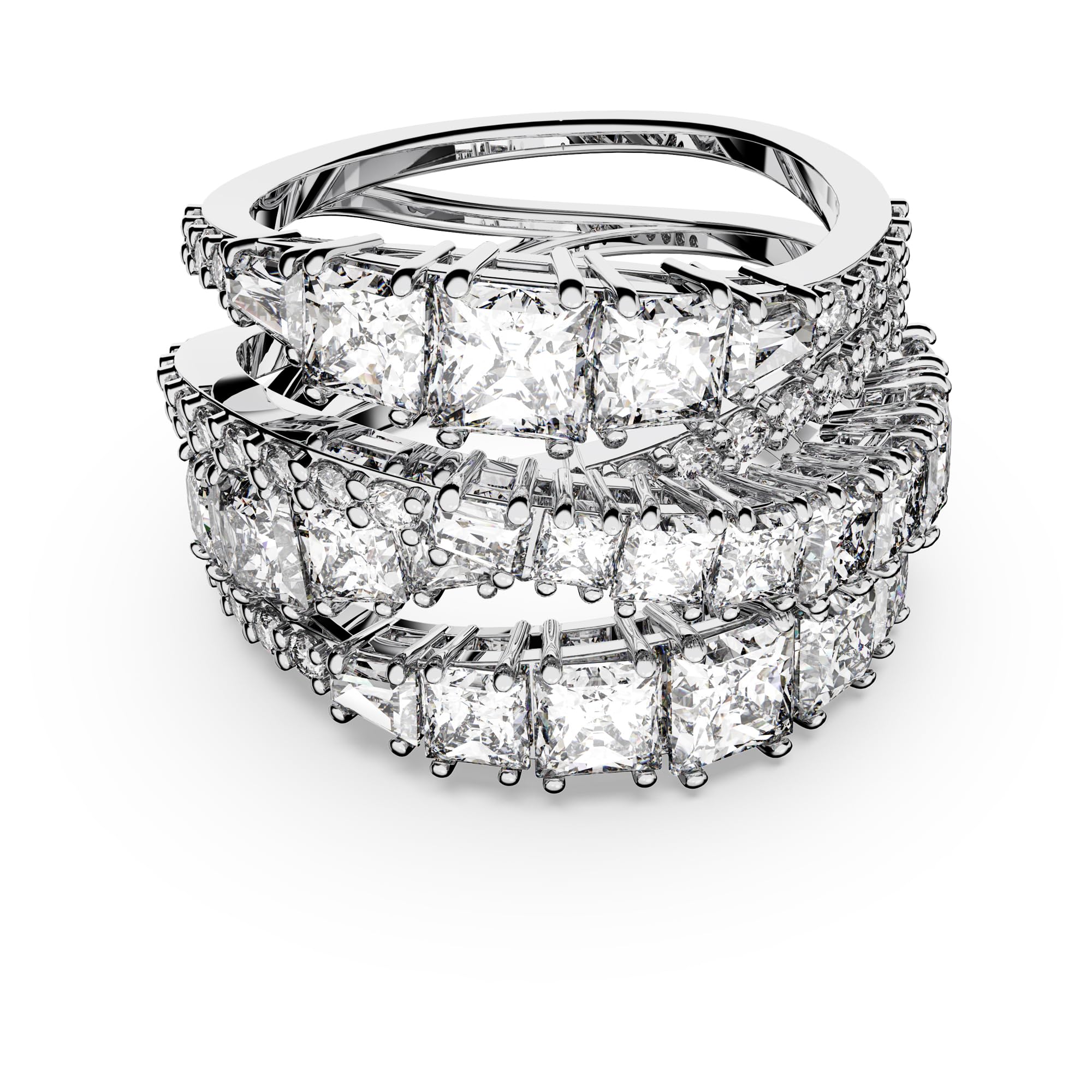 Anillo Swarovski Hyperbola Con Cortes Mixtos En Cristal Transparente - Venta Internacional.