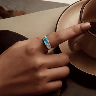 Foto 3 | Anillo Piedra Azul De Plata .925, Talla Ajustable