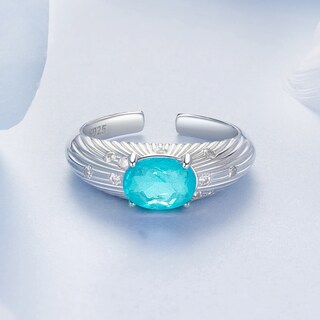 Foto 4 | Anillo Piedra Azul De Plata .925, Talla Ajustable