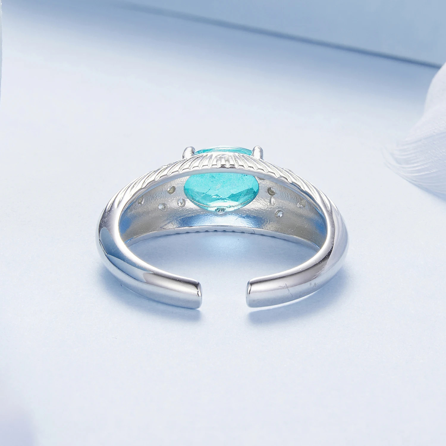 Foto 6 pulgar | Anillo Piedra Azul De Plata .925, Talla Ajustable
