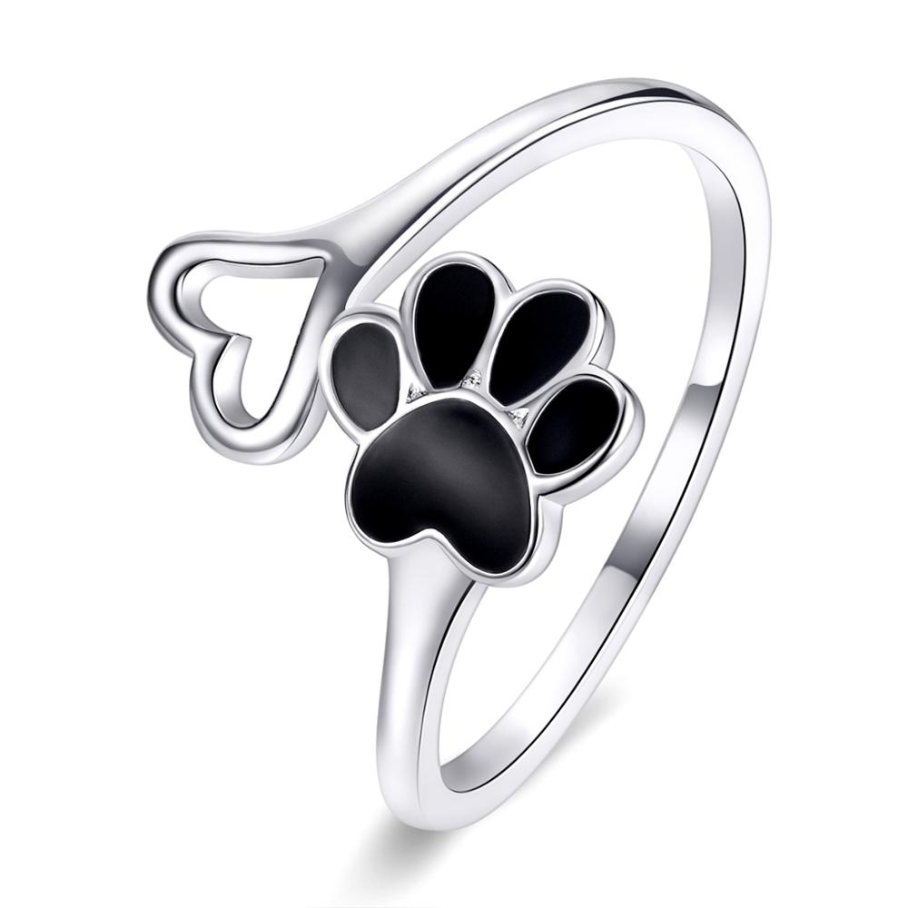 Anillo Chulada, Huella De Perro Y Corazón De Plata .925 Con Chapa De Platino, Se Puede Mojar
