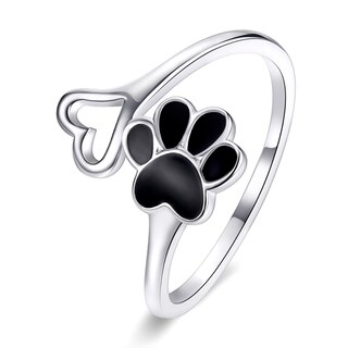 Foto 1 | Anillo Chulada, Huella De Perro Y Corazón De Plata .925 Con Chapa De Platino, Se Puede Mojar