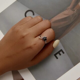 Foto 3 | Anillo Chulada, Huella De Perro Y Corazón De Plata .925 Con Chapa De Platino, Se Puede Mojar