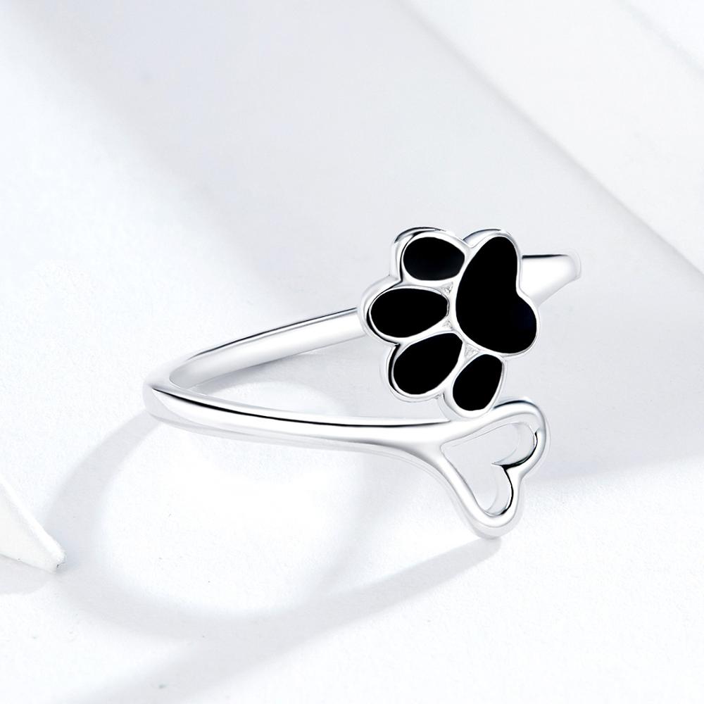 Foto 5 pulgar | Anillo Chulada, Huella De Perro Y Corazón De Plata .925 Con Chapa De Platino, Se Puede Mojar