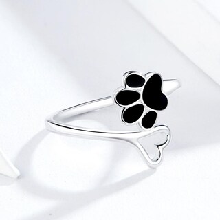 Foto 4 | Anillo Chulada, Huella De Perro Y Corazón De Plata .925 Con Chapa De Platino, Se Puede Mojar