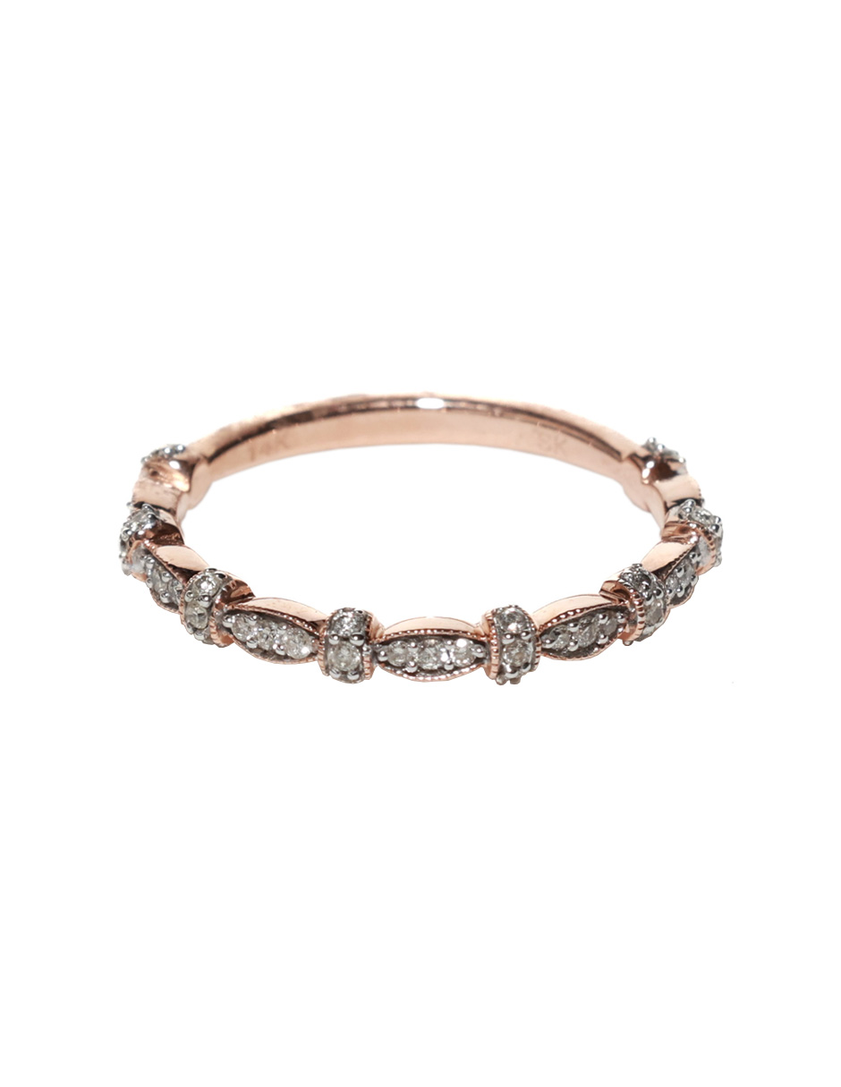 Anillo con Diamantes en Oro Rosa 14k Lucie Talla 6.5
