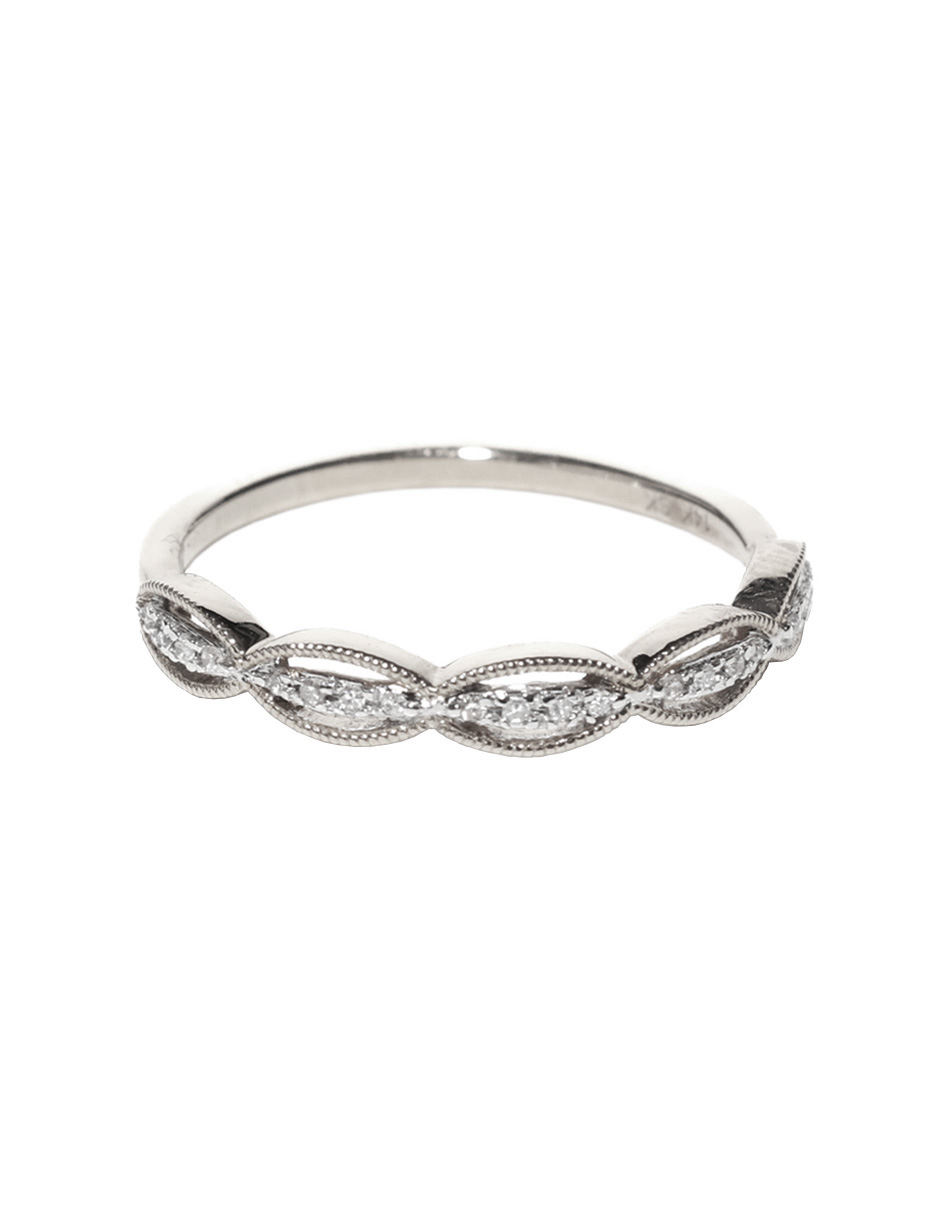 Churumbela Lucie de Diamantes de Oro Blanco de 14k Talla 7