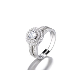 Foto 1 | Anillo De Plata 925 De Doble Compromiso Con Circonitas Para Mujer - Venta Internacional.