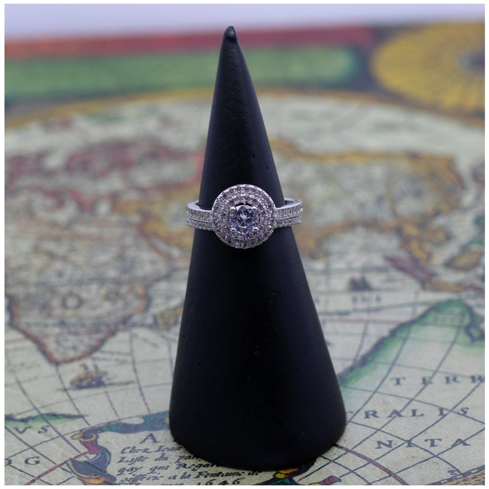 Foto 7 pulgar | Anillo De Plata 925 De Doble Compromiso Con Circonitas Para Mujer - Venta Internacional.