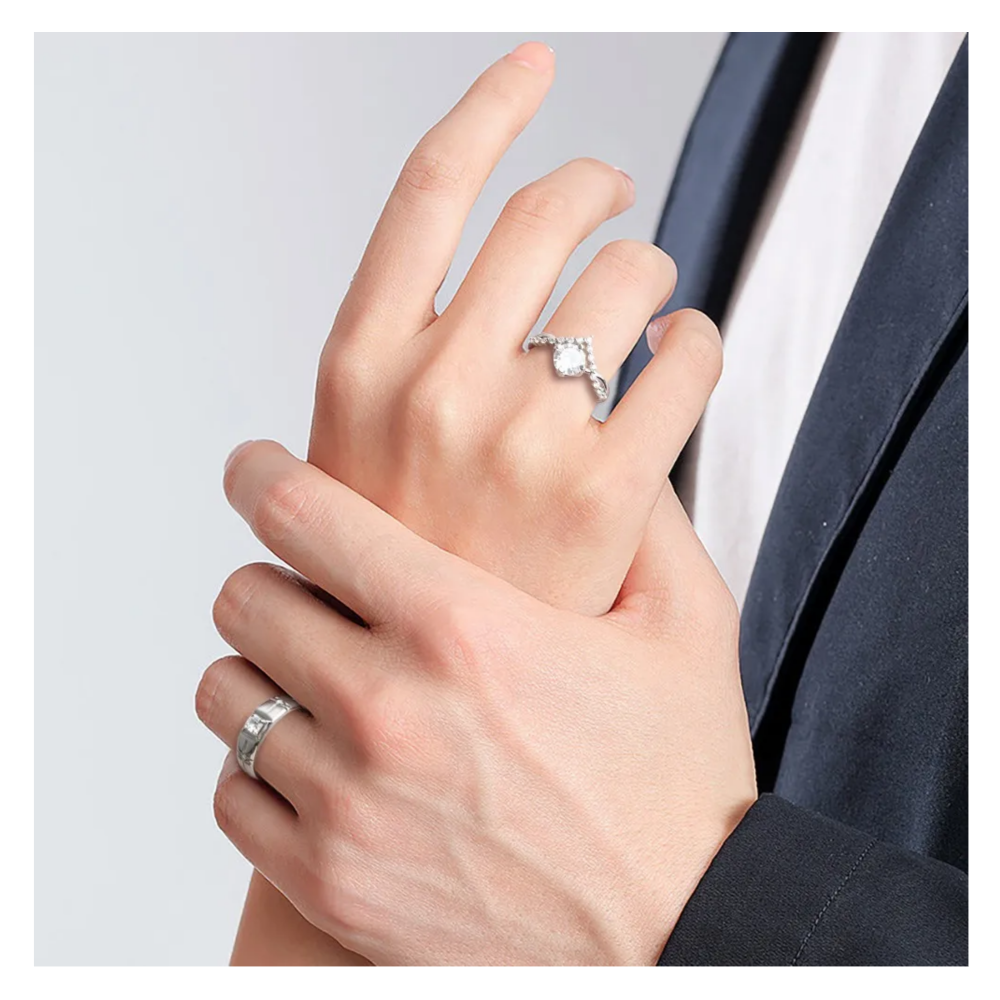 Foto 4 pulgar | 2 Anillos De Promesa Plata 925 Belug  Hombre Y Mujer Ajustables Plata