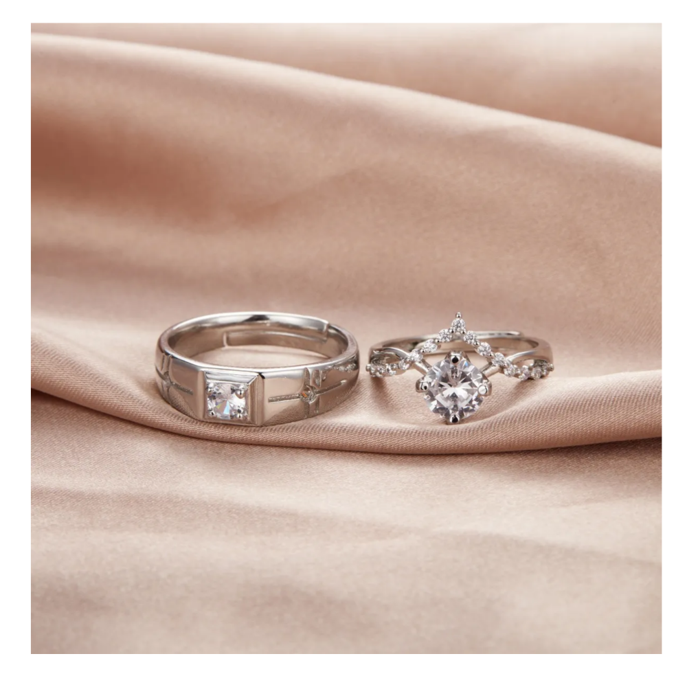 Foto 4 | 2 Anillos De Promesa Plata 925 Belug  Hombre Y Mujer Ajustables Plata