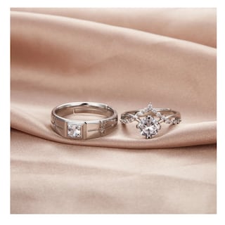 Foto 4 | 2 Anillos De Promesa Plata 925 Belug Hombre Y Mujer Ajustables Plata
