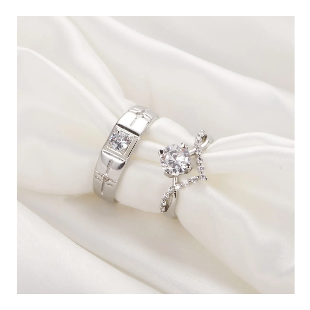 Foto 5 | 2 Anillos De Promesa Plata 925 Belug  Hombre Y Mujer Ajustables Plata