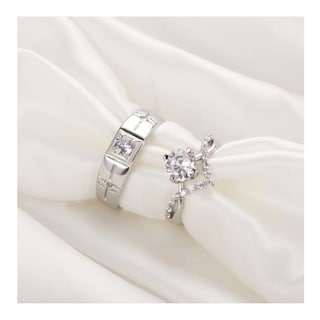 Foto 5 | 2 Anillos De Promesa Plata 925 Belug Hombre Y Mujer Ajustables Plata