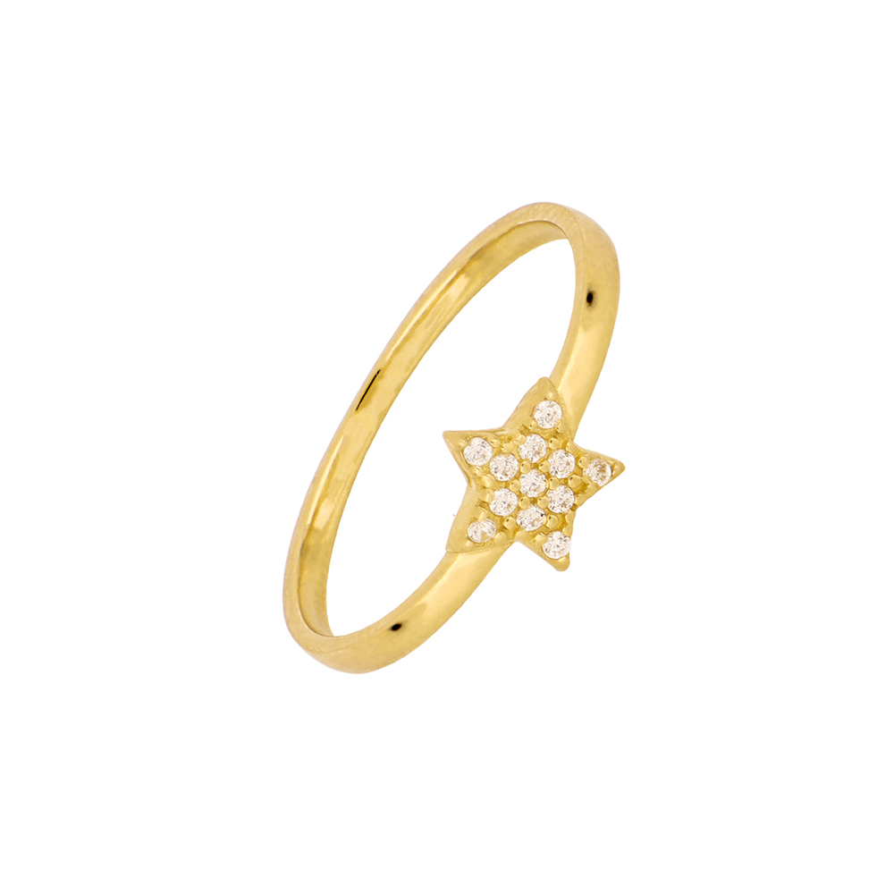 Foto 2 pulgar | Anillo Zekie 7146 Oro 10k Amarillo Estrella Con Zirconias