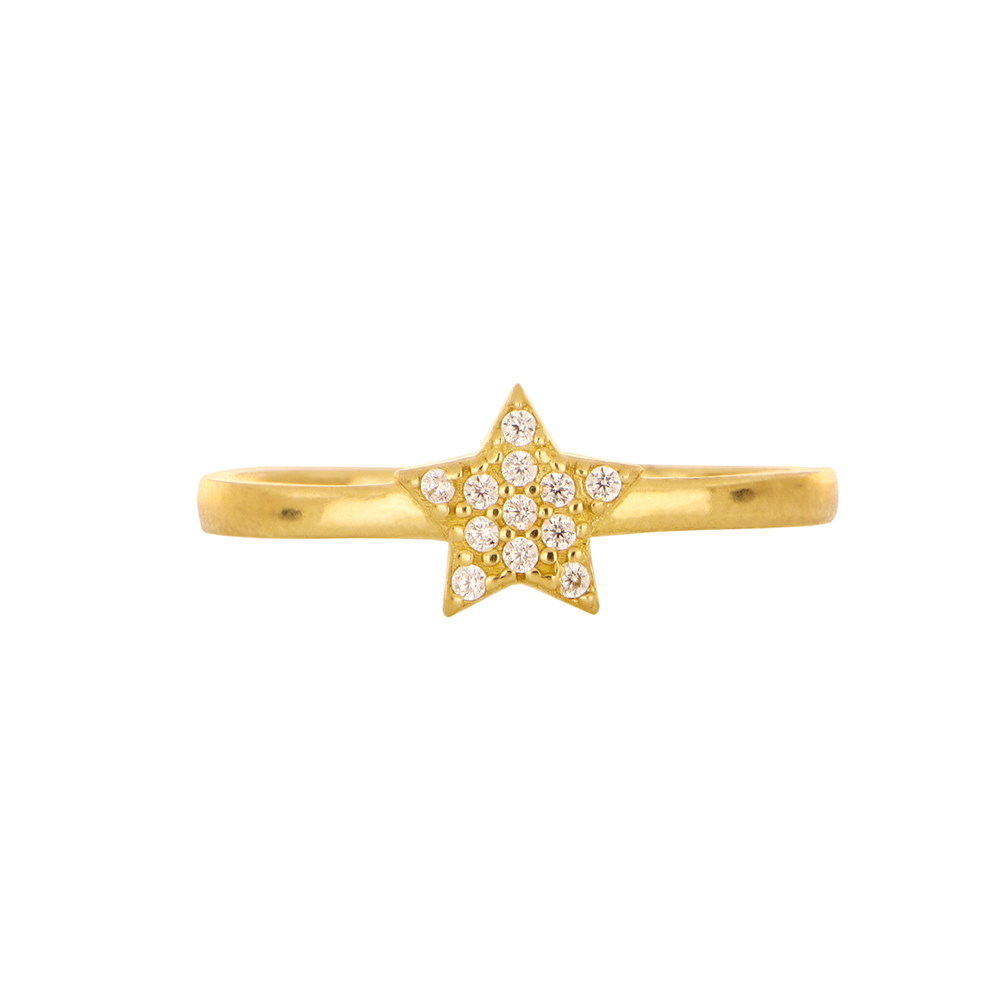 Foto 3 pulgar | Anillo Zekie 7146 Oro 10k Amarillo Estrella Con Zirconias