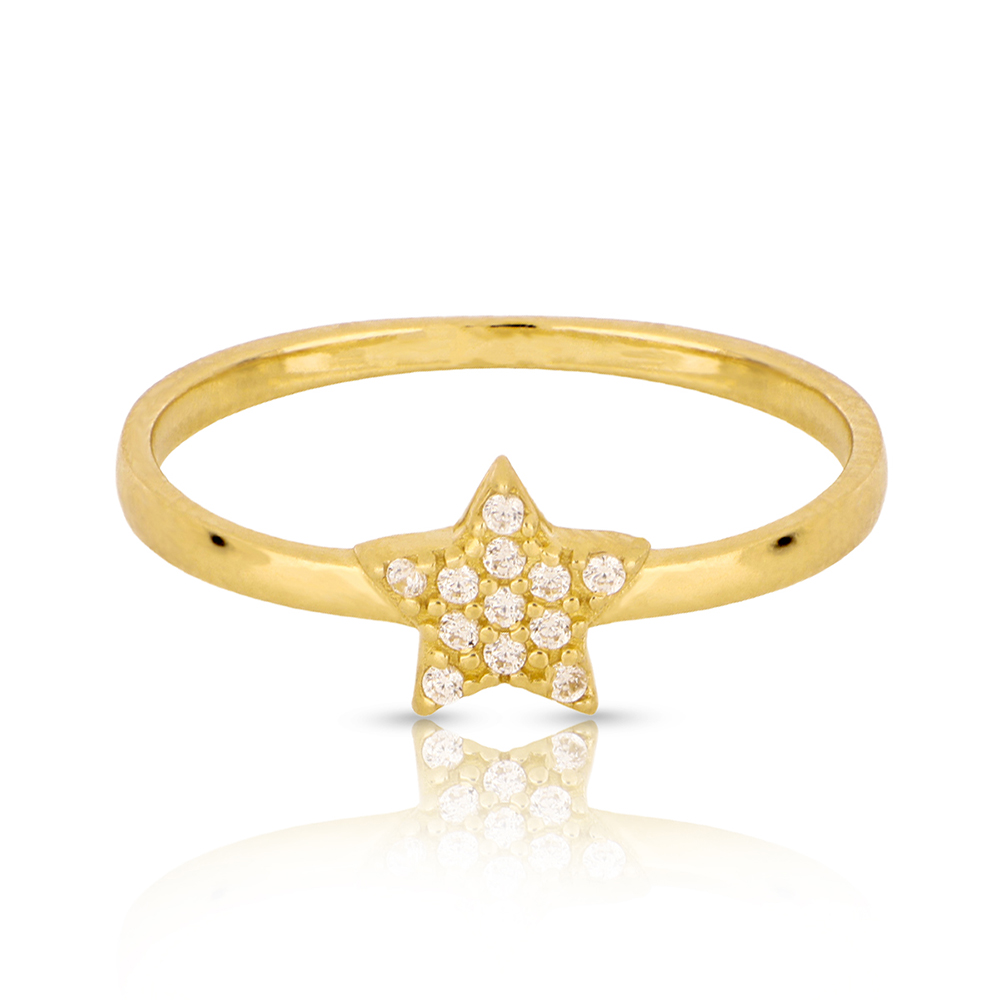 Foto 4 pulgar | Anillo Zekie 7146 Oro 10k Amarillo Estrella Con Zirconias