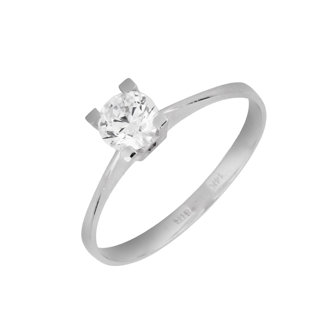 Foto 1 | Anillo de Oro Zekie 7182 14k Blanco Solitario