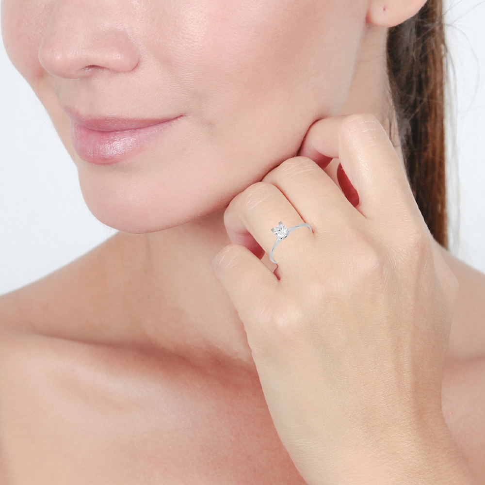 Foto 4 | Anillo de Oro Zekie 7182 14k Blanco Solitario