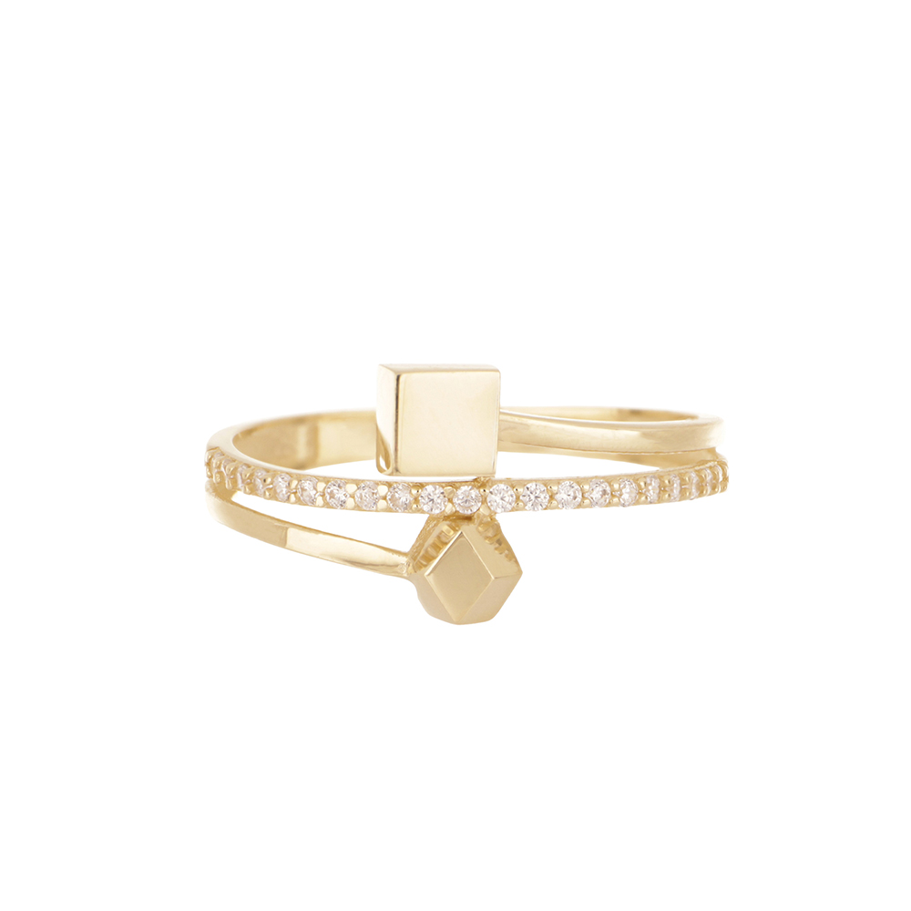 Foto 3 pulgar | Anillo de Oro 14k y Zirconias Zekie