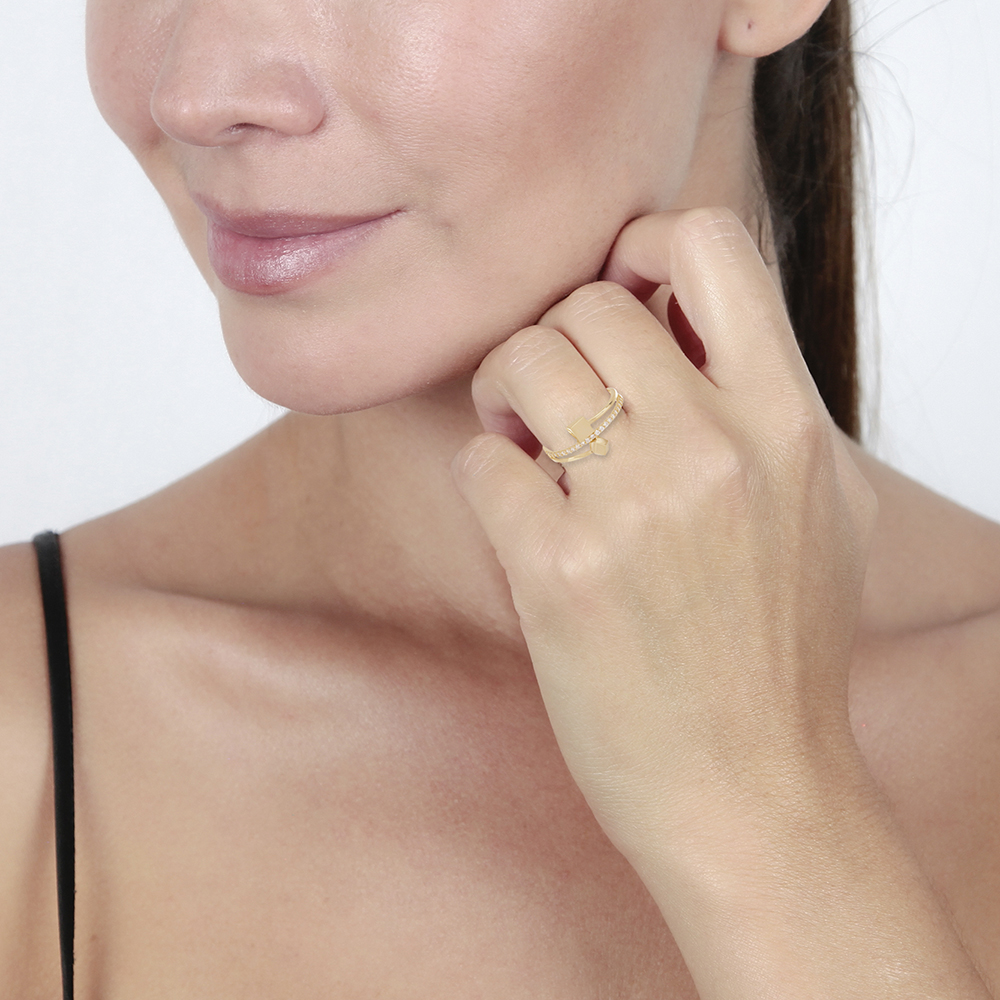Foto 4 pulgar | Anillo de Oro 14k y Zirconias Zekie