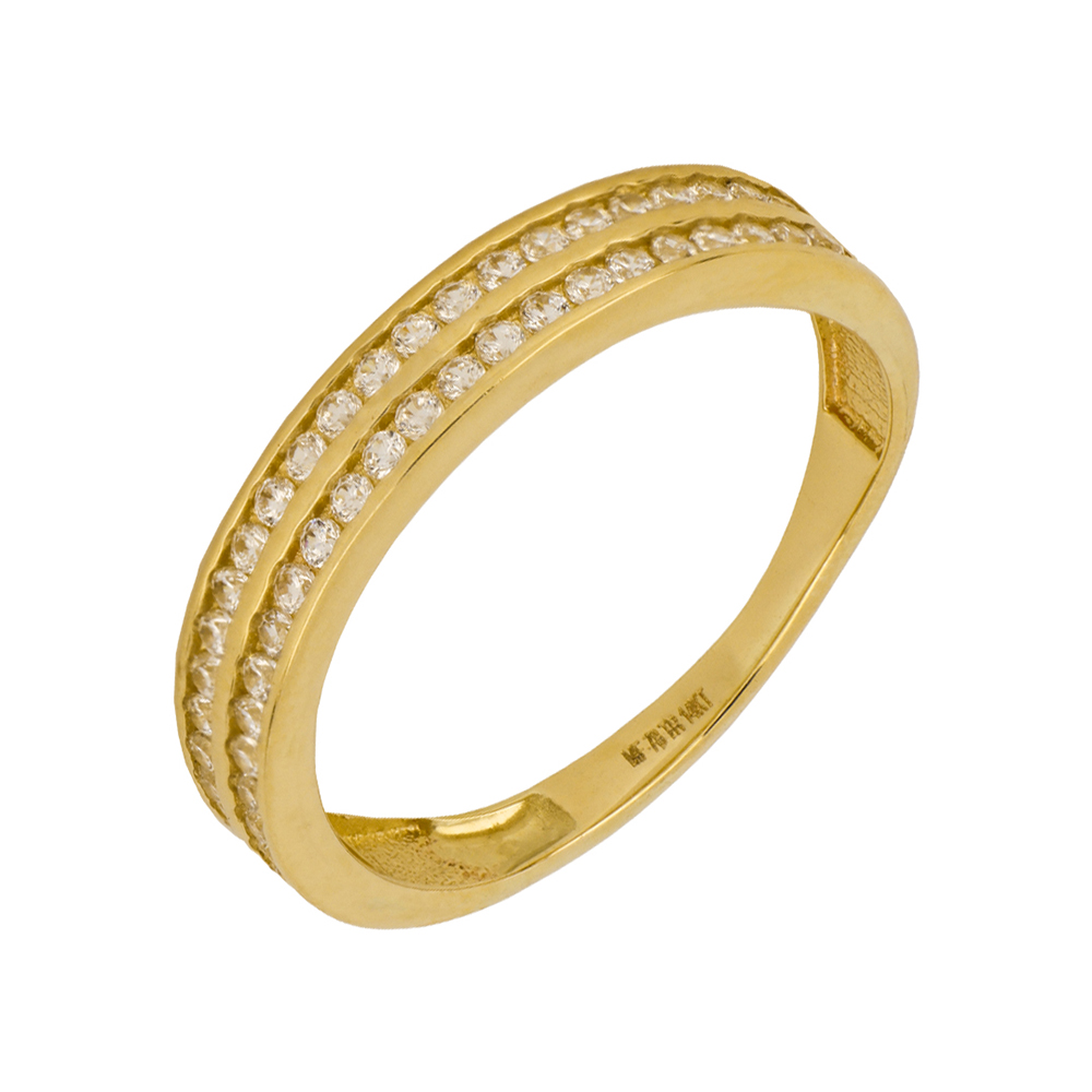 Foto 2 pulgar | Anillo de Oro Zekie 7188 14k Amarillo con Zirconias