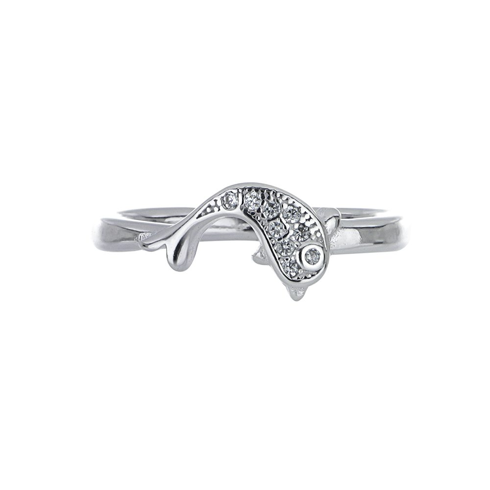 Foto 3 pulgar | Anillo Zekie 3043 Plata 0.925 Delfin Con Zirconia