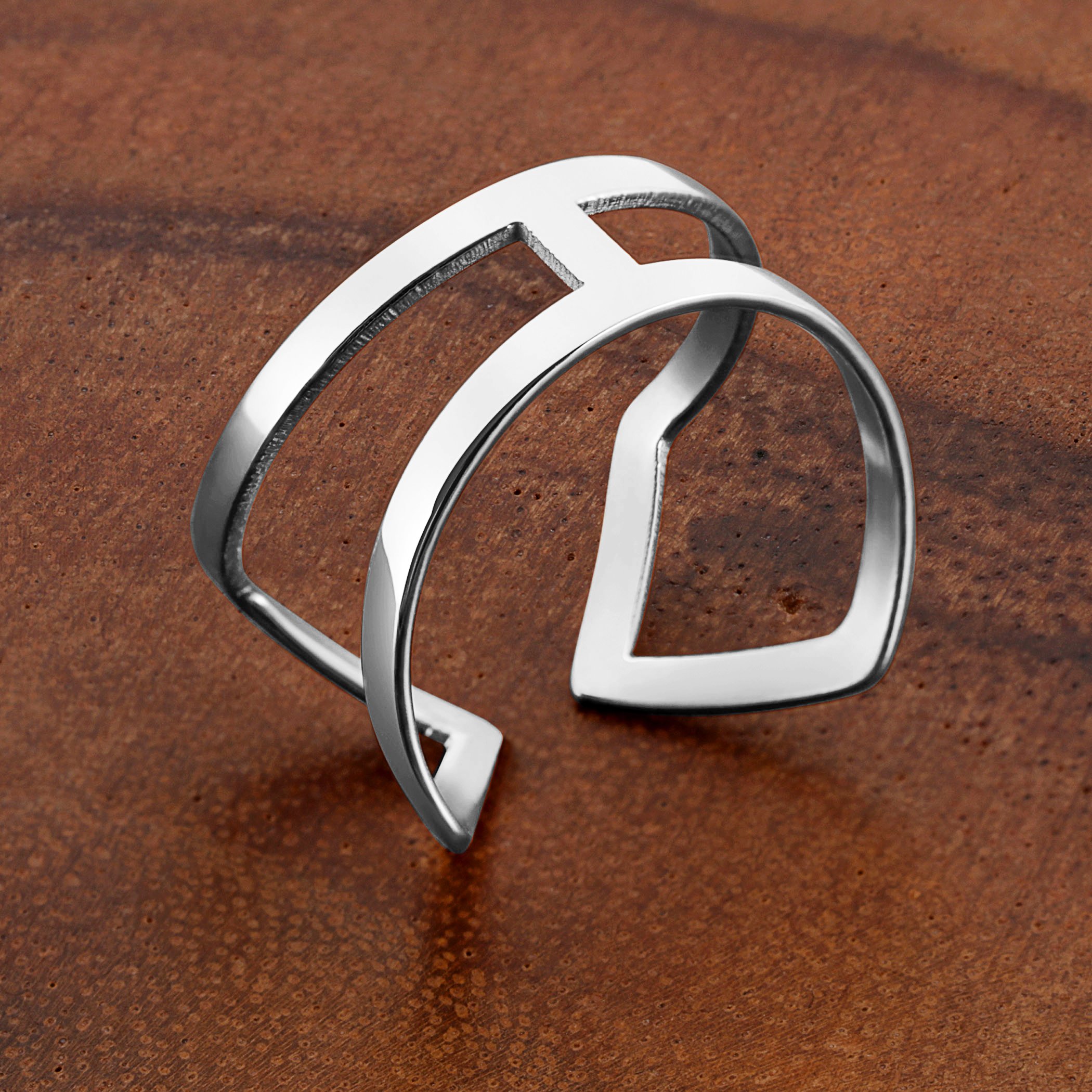 Foto 5 pulgar | Anillo West Coast Jewelry Elya, Brazalete De Acero Inoxidable Pulido - Venta Internacional.