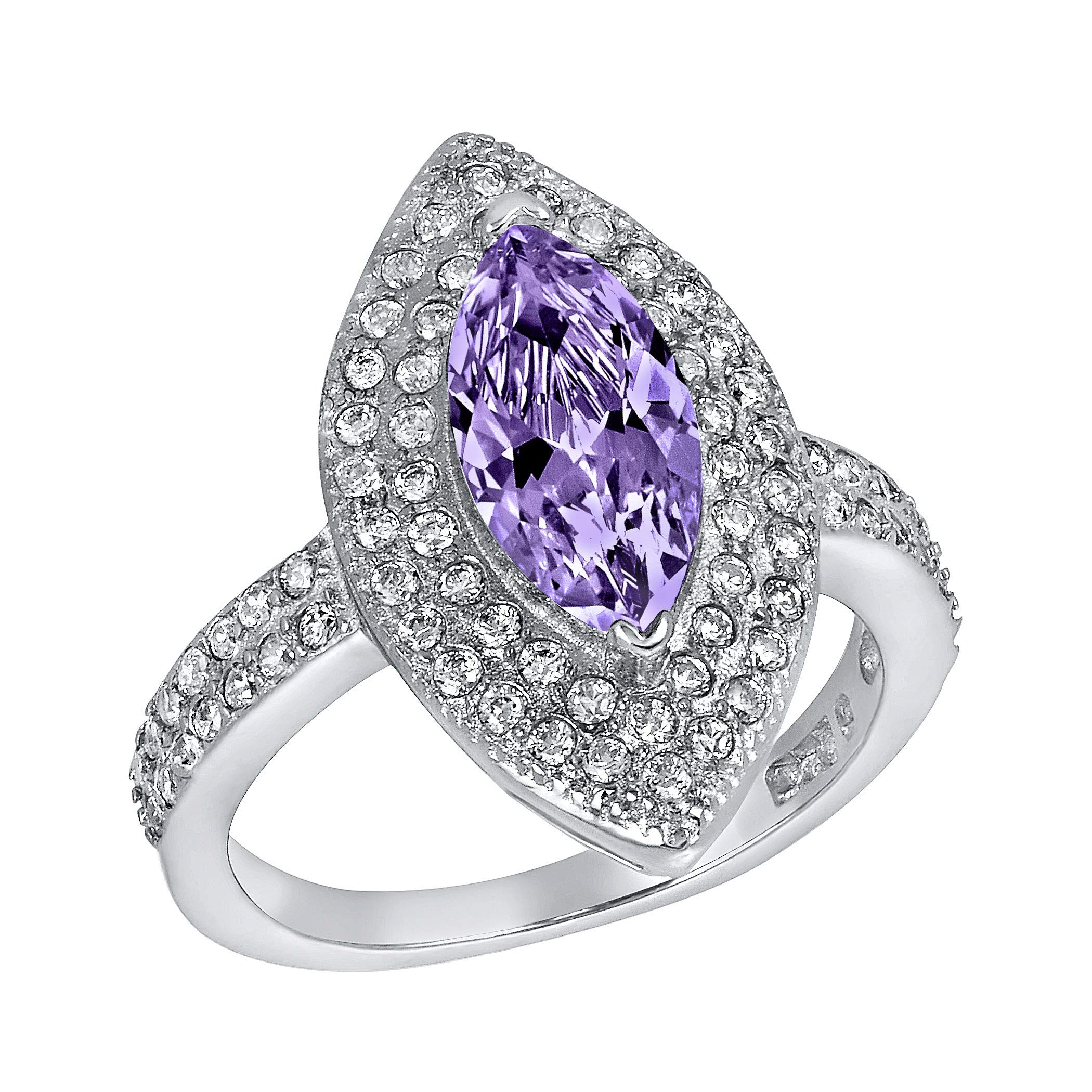 Foto 1 | Anillo West Coast Jewelry De Plata De Ley Con Amatista Púrpura Con Circonita Cúbica - Venta Internacional.