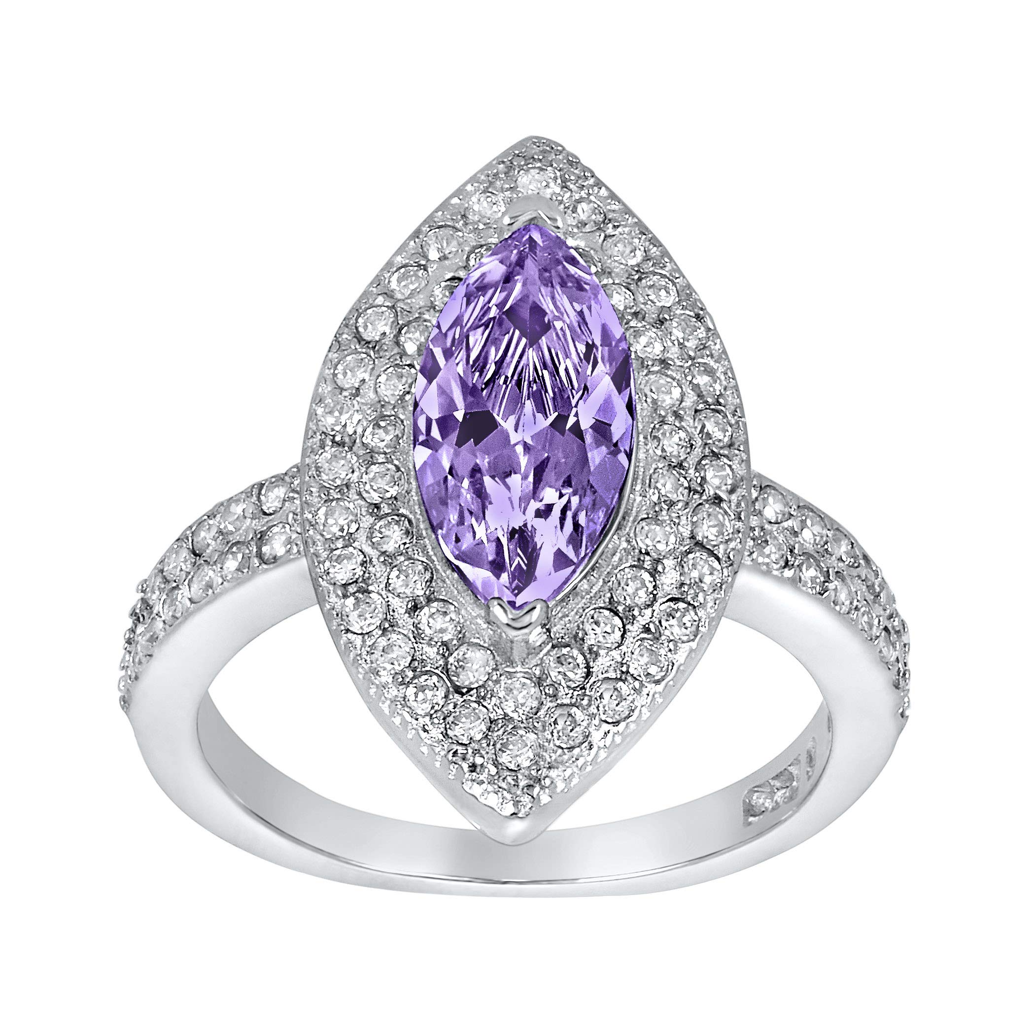 Foto 2 | Anillo West Coast Jewelry De Plata De Ley Con Amatista Púrpura Con Circonita Cúbica - Venta Internacional.