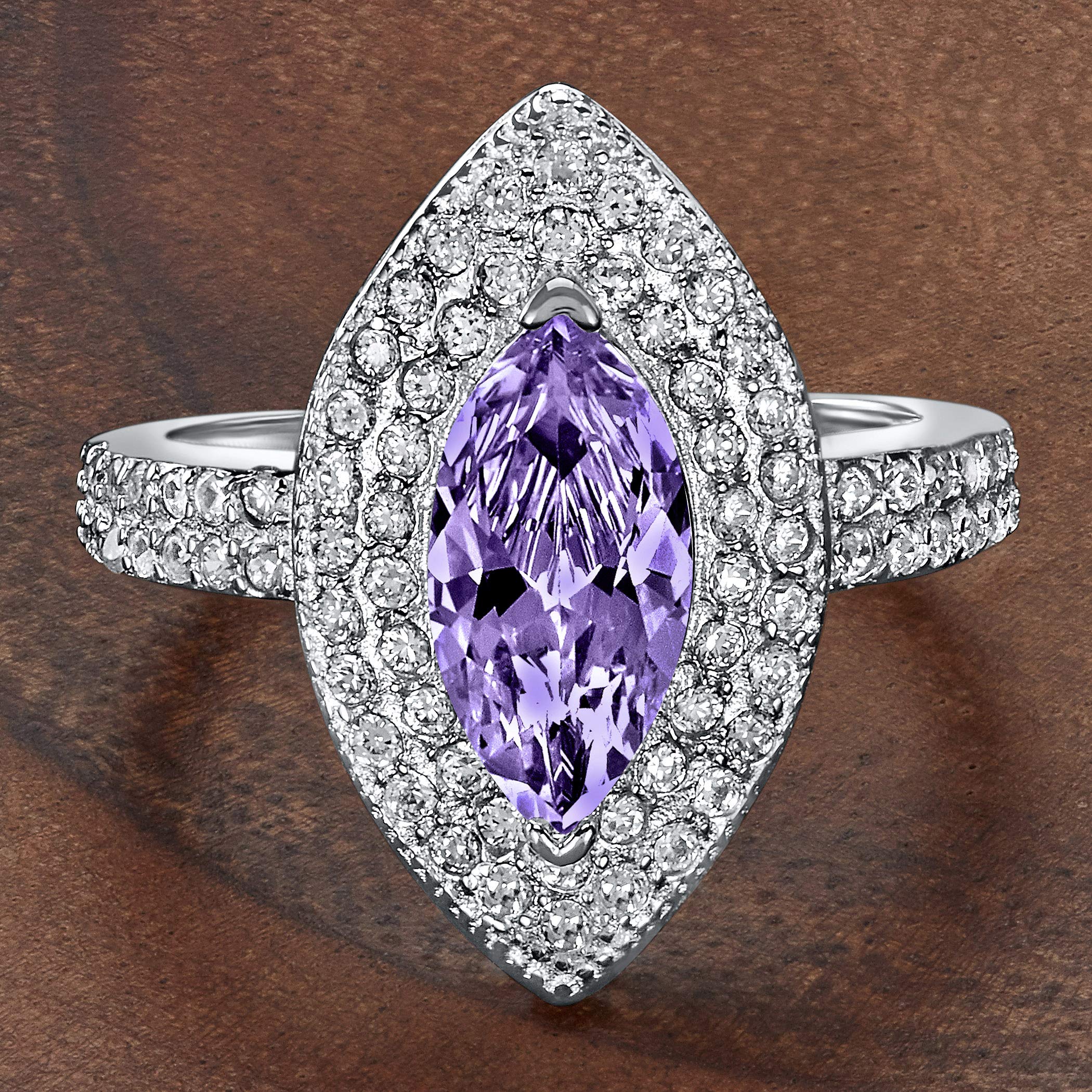 Foto 5 | Anillo West Coast Jewelry De Plata De Ley Con Amatista Púrpura Con Circonita Cúbica - Venta Internacional.