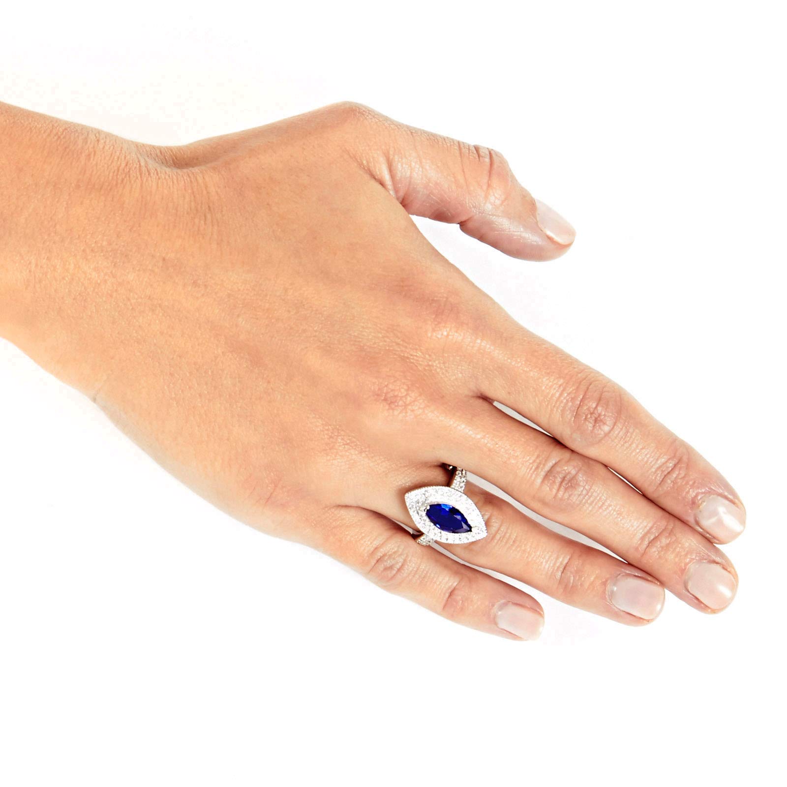 Foto 5 pulgar | Anillo De Plata De Ley Con Circonita Cúbica Azul Montana De West Coast Jewelry - Venta Internacional.