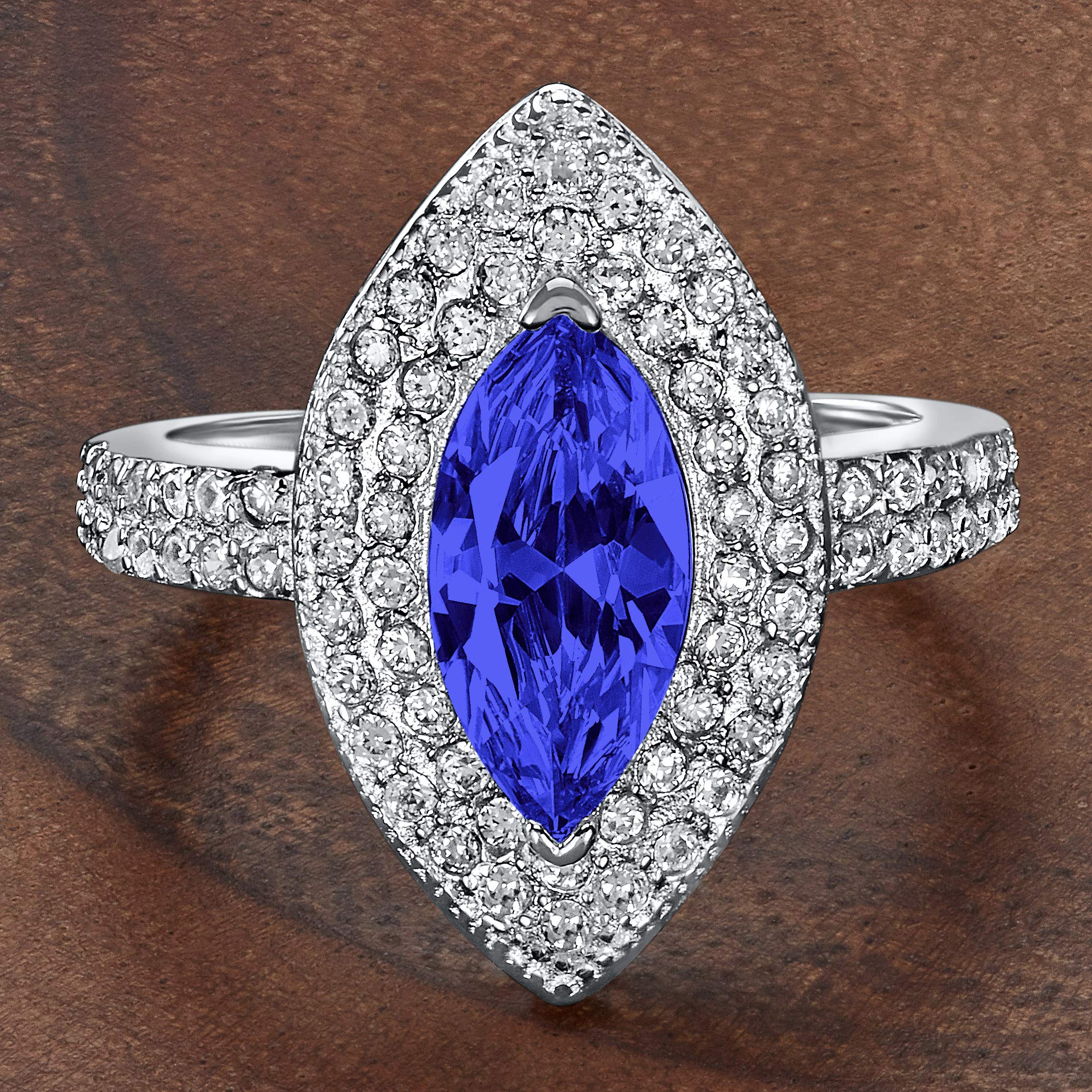 Foto 6 pulgar | Anillo De Plata De Ley Con Circonita Cúbica Azul Montana De West Coast Jewelry - Venta Internacional.