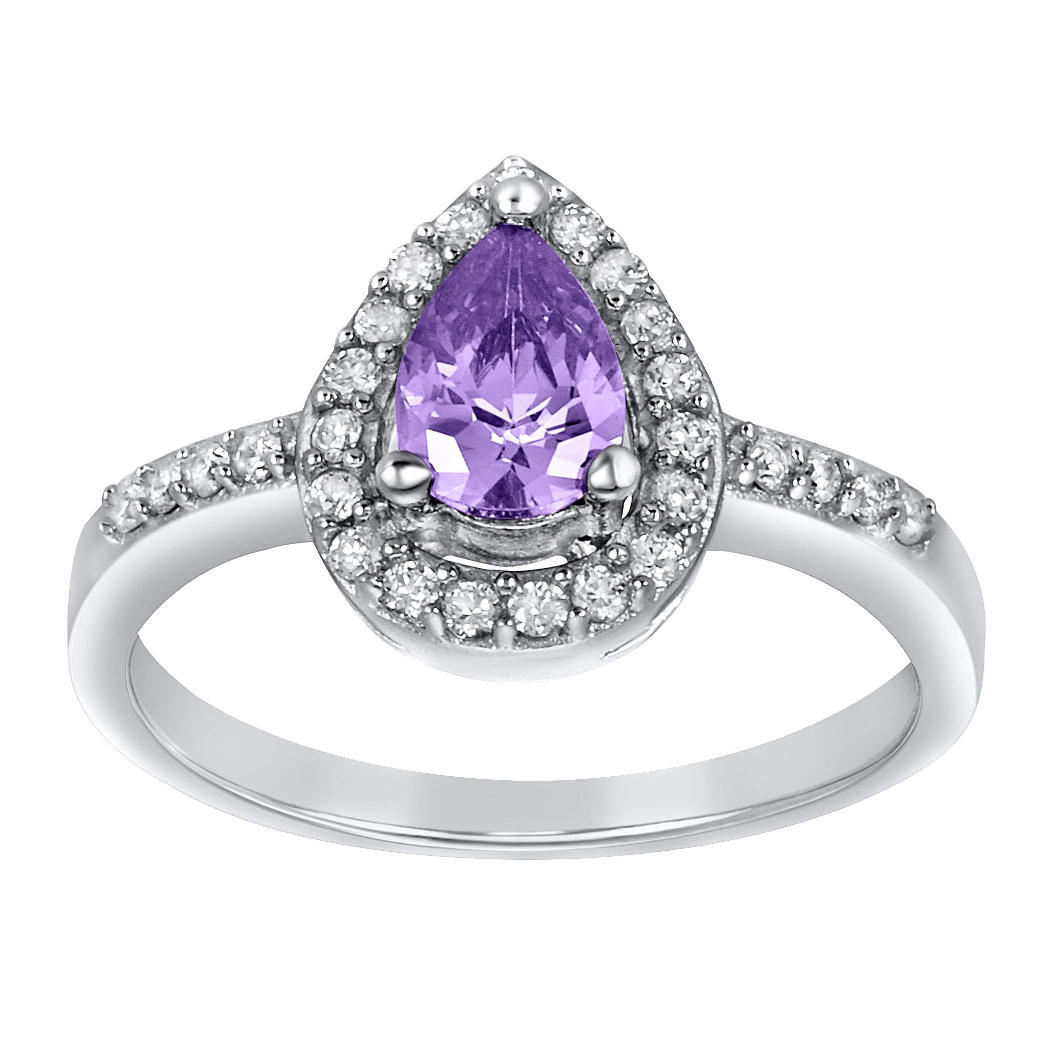 Foto 2 | Anillo De Plata De Ley Con Amatista Con Circonita Cúbica De West Coast Jewelry, Tamaño 5 - Venta Internacional.