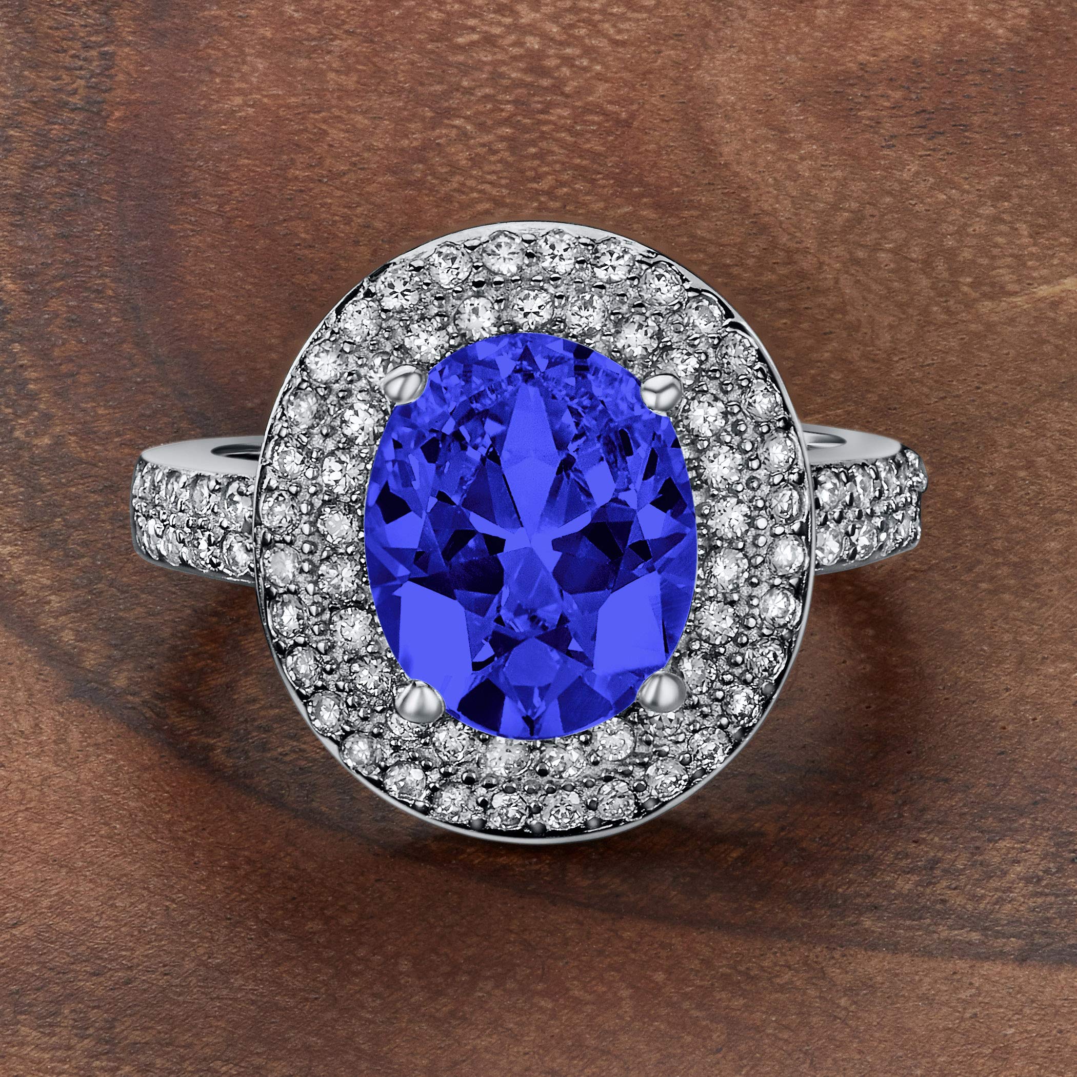 Foto 5 pulgar | Anillo West Coast Jewelry Montana Azul Ovalado Con Circonita Cúbica De Plata 925 - Venta Internacional.