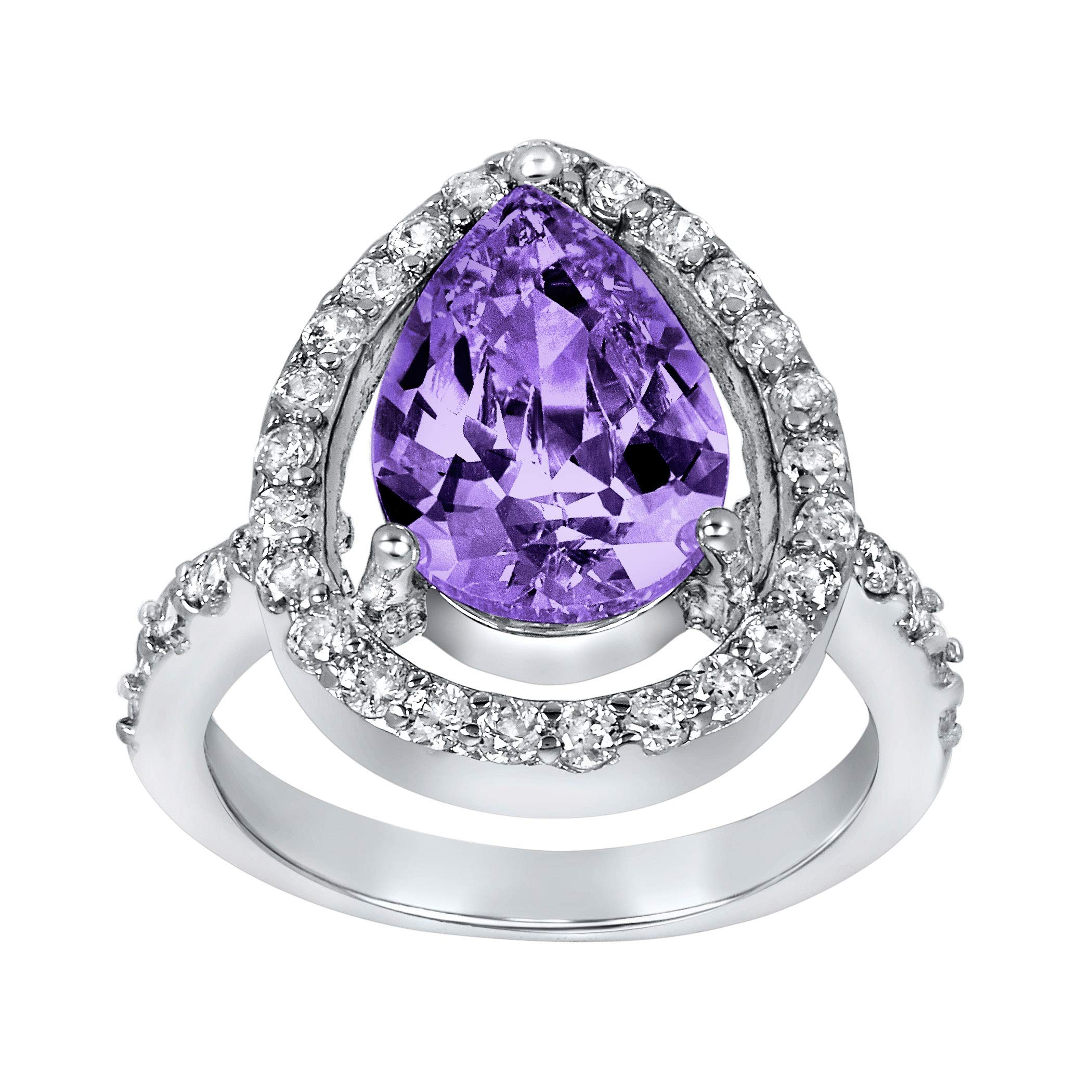 Foto 2 | Anillo West Coast Jewelry De Plata De Ley Con Amatista Púrpura Con Circonita Cúbica - Venta Internacional.