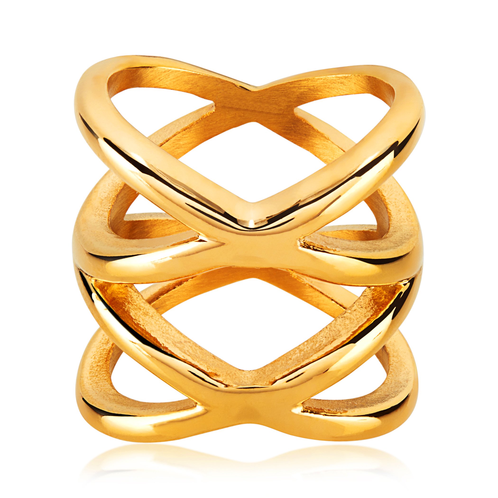Foto 2 pulgar | Anillo West Coast Jewelry Elya Split Crisscross Orbit Gold - Venta Internacional.