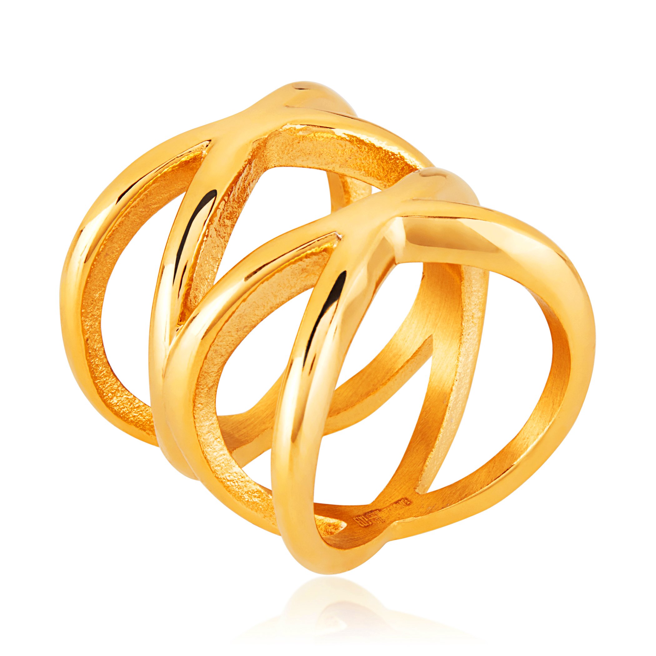 Foto 3 pulgar | Anillo West Coast Jewelry Elya Split Crisscross Orbit Gold - Venta Internacional.