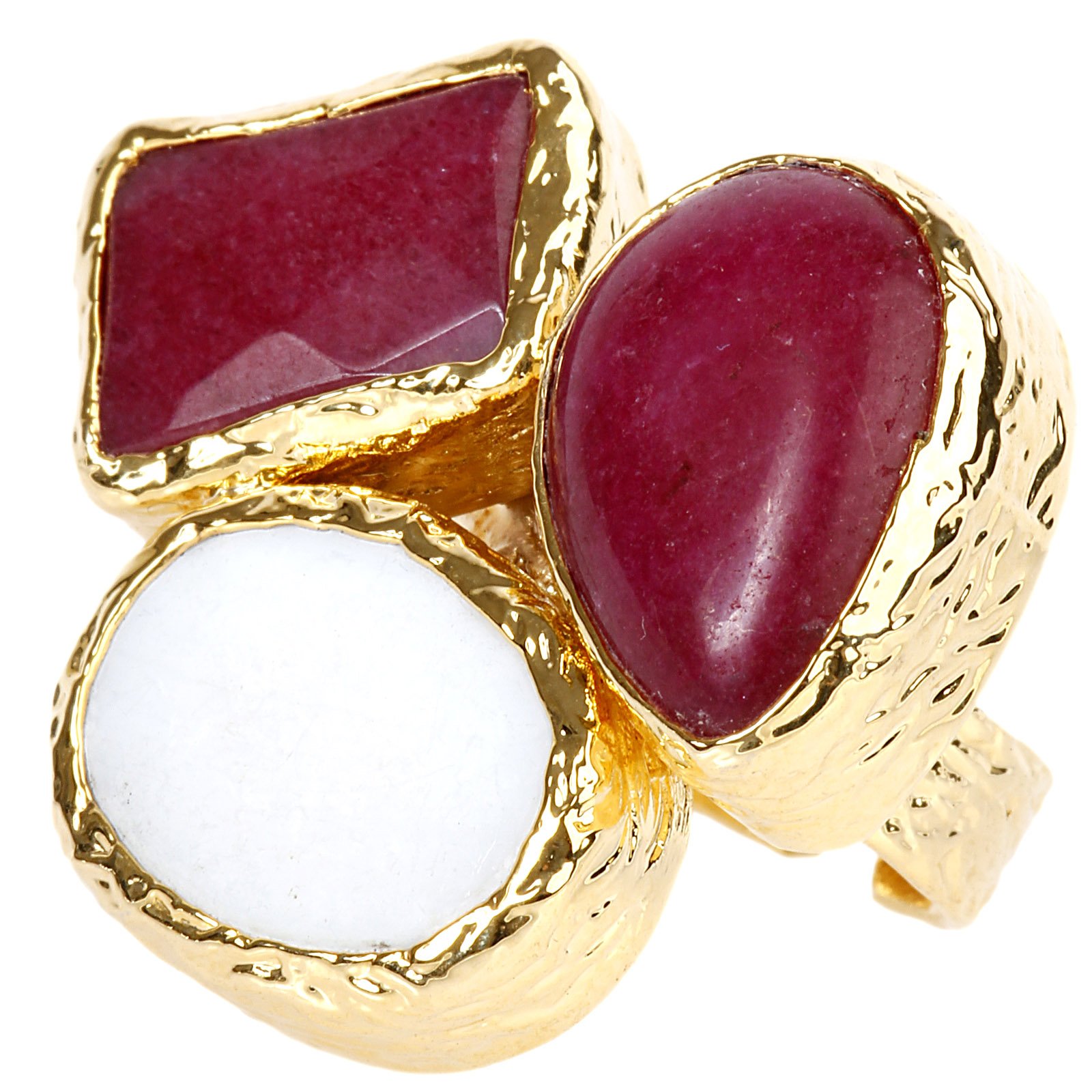 Foto 1 | Anillo West Coast Jewelry Elya Chapado En Oro Con Calcedonia Roja En Racimo - Venta Internacional.