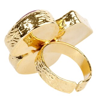 Foto 2 | Anillo West Coast Jewelry Elya Chapado En Oro Con Calcedonia Roja En Racimo - Venta Internacional.