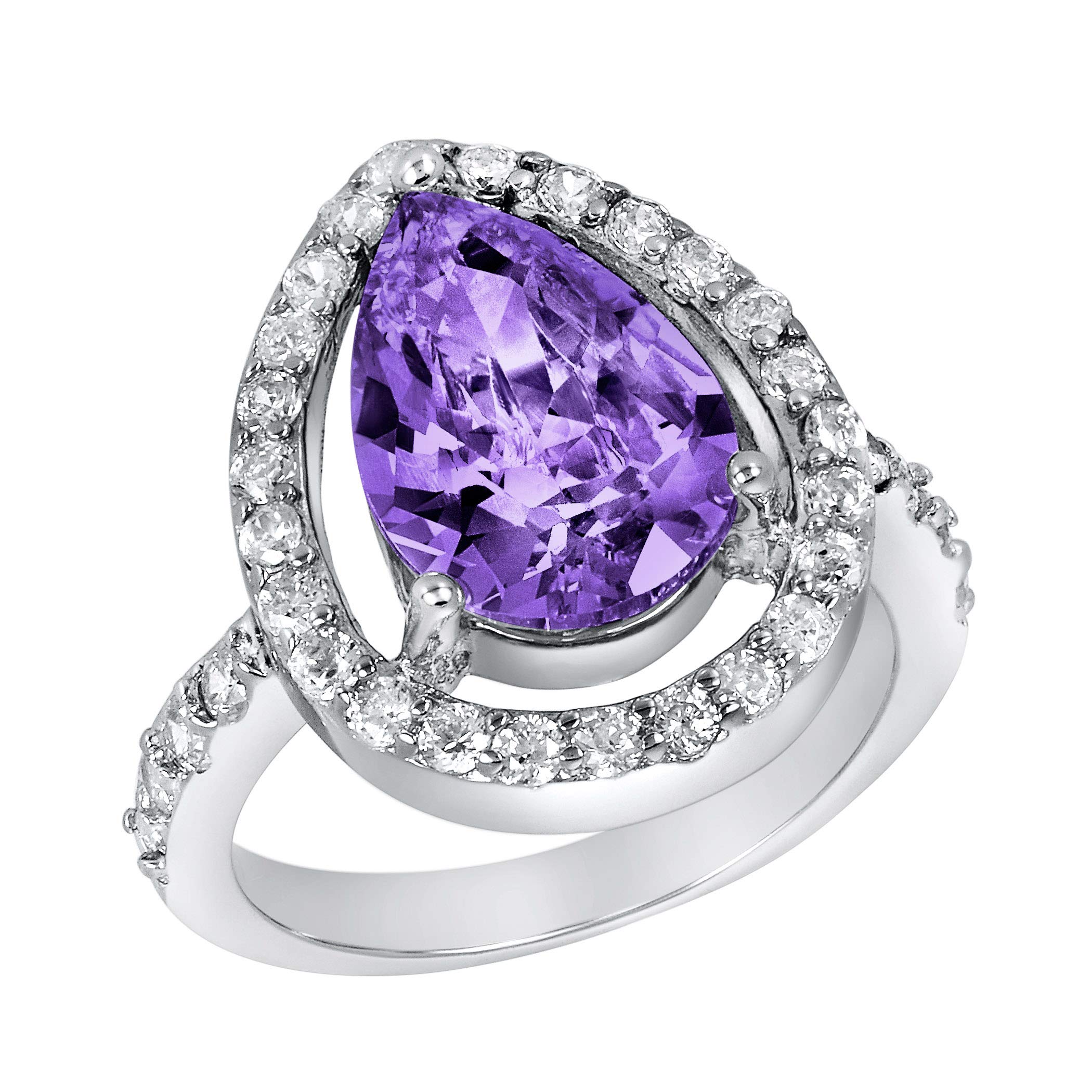 Foto 1 | Anillo West Coast Jewelry De Plata De Ley Con Amatista Púrpura Con Circonita Cúbica - Venta Internacional.